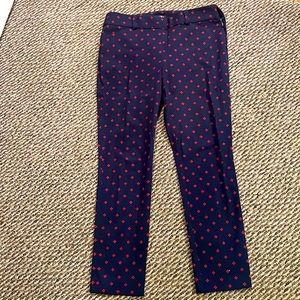 Ann Taylor Loft Marissa navy and red floral pants size 10